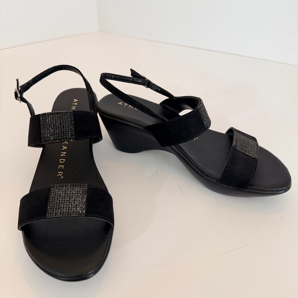 Athena Alexander Black Glitter Strap Sandals Size 8